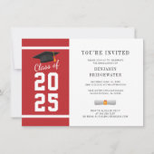 Grad Red White Graduation 2025 Invitation (Devant)