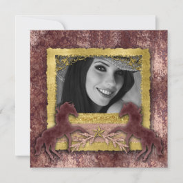 Grad Roosgoud Vintage Paard Westers Uitnodiging