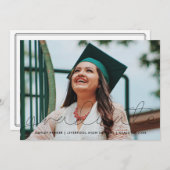 Grad Script Photo Graduate Faire-part Card_fumée (Devant / Derrière)