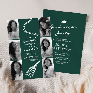 Grad Tassel 6 Foto Groene Afstudeerfeestje Kaart