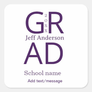 Grad typografie moderne afstuderen eenvoudig minim vierkante sticker