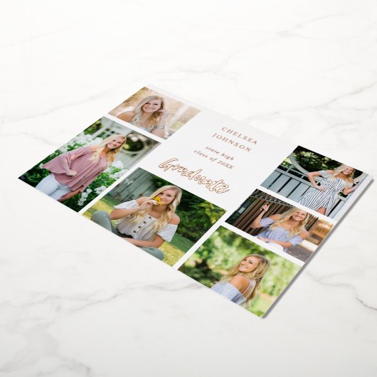 Grad U Multi 6 Photo Foil Faire-part de graduation (Rotation)