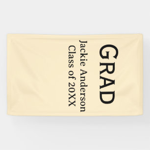 Grad vet letter naam klas van 20XX geel pastel Spandoek