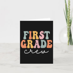Grade Crew Retro Groovy Eerste Dag van de School Kaart