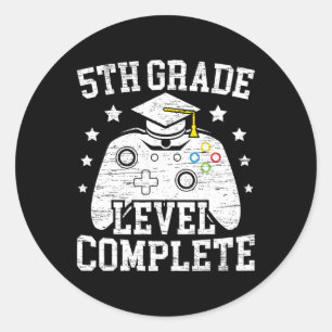 Grade Level Compleet Student Afstuderen Videogame Ronde Sticker