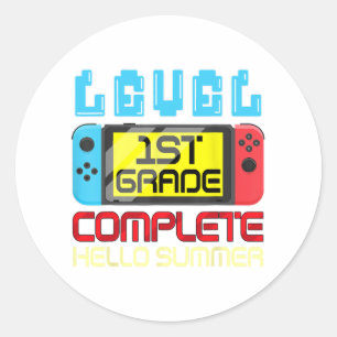 Grade Level Complete Gamer Laatste dag van School  Ronde Sticker