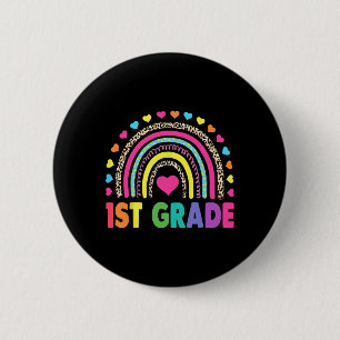 Grade Rainbow Girls Boys Teacher Team 1st Grade Sq Ronde Button 5,7 Cm