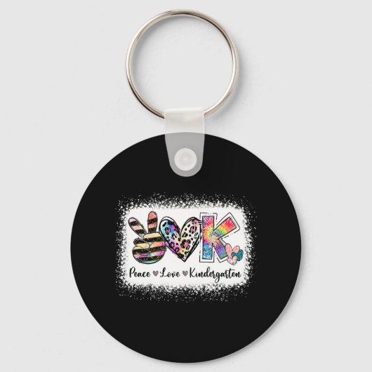 Grade Teacher Peace Love Kindergarten Sleutelhanger (Voorkant)