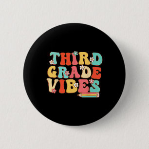 Grade Vibes Retro Groovy - 3e klas terug naar scho Ronde Button 5,7 Cm