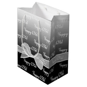 Gradient 65e verjaardag met witte boog medium cadeauzakje