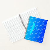 Gradiënt Aqua & Blauwe Kleur - Naam Monogrammed Notitieboek (Binnen)
