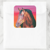 Gradiënt Bay Horse Vierkante Sticker (Tas)