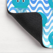 Gradiënt blauw golven en kwallen patroon muismat (Hoek)