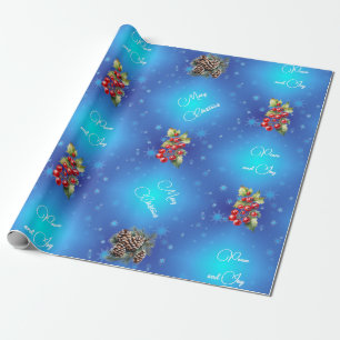 Gradiënt Blauw met Sterren Vrede en Vreugde Cadeaupapier