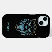 Gradiënt blauwe tijger silhouet monogram Case-Mate iPhone case (Achterkant (horizontaal))