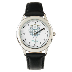 Gradiënt blauwe tijger silhouet monogram horloge