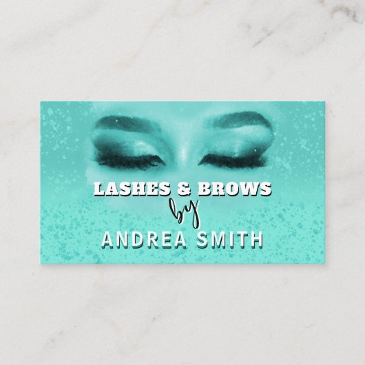 Gradiënt Blauwgroen wimpers Brows Make-up Artiest Visitekaartje (Voorkant)