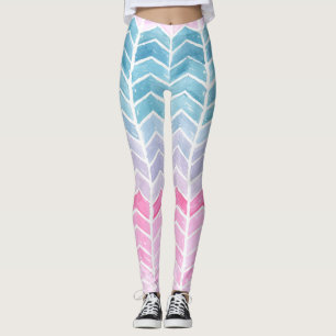 Gradiënt Chevron: Waterverf visgraatpatroon. Leggings