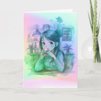 Gradient Coffee Lover Folded Greeting Card Kaart