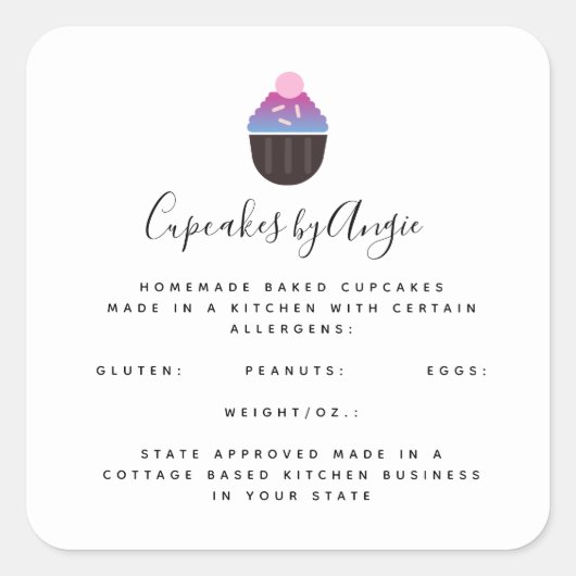 Gradiënt Cupcakes Food Business Square Sticker (Voorkant)