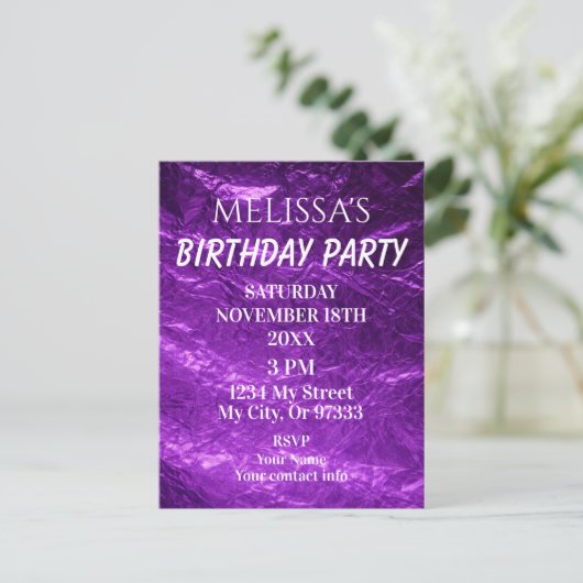 Gradient Deep Purple Birthday Invitation (Debout devant)