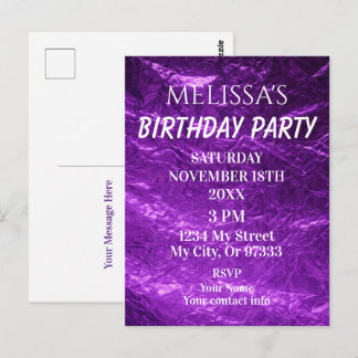 Gradient Deep Purple Birthday Invitation