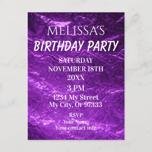 Gradient Deep Purple Birthday Invitation (Devant)