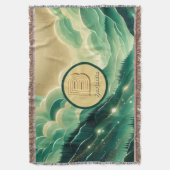 Gradient Emerald Kelly Green Glitter Monogram Deken (Voorkant Verticaal)