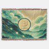 Gradient Emerald Kelly Green Glitter Monogram Deken (Voorkant)