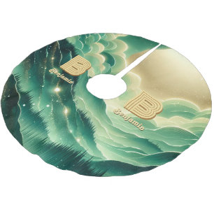 Gradient Emerald Kelly Green Glitter Monogram Kerstboom Rok