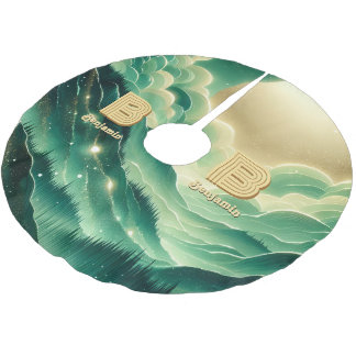 Gradient Emerald Kelly Green Glitter Monogram Kerstboom Rok