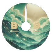 Gradient Emerald Kelly Green Glitter Monogram Kerstboom Rok (Voorkant)