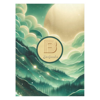 Gradient Emerald Kelly Green Glitter Monogram Tafelkleed