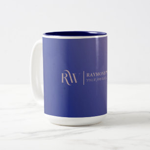 Gradiënt Faux Roos Gold en marineblauw Monogrammen Tweekleurige Koffiemok