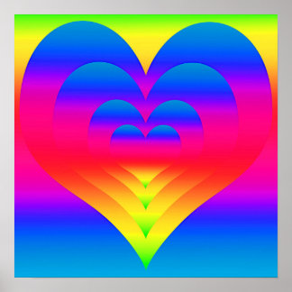 Gradiënt geneste regenboogharten poster