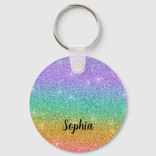 Gradiënt Glitter gepersonaliseerd Sleutelhanger (Voorkant)