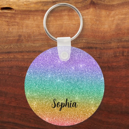 Gradiënt Glitter gepersonaliseerd Sleutelhanger (Voorkant)
