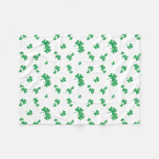 Gradient Green Irish Shamrock Pattern Fleece Deken (Voorkant (Horizontaal))