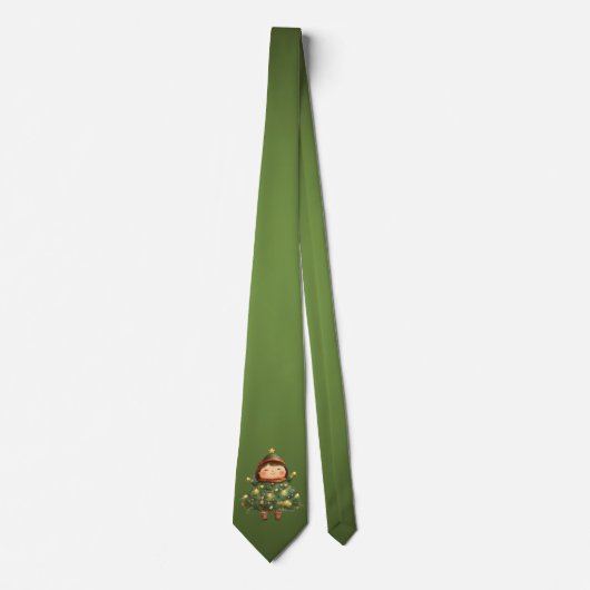 Gradient Green Tree Character Christmas-Stropdas Stropdas (Voorkant)