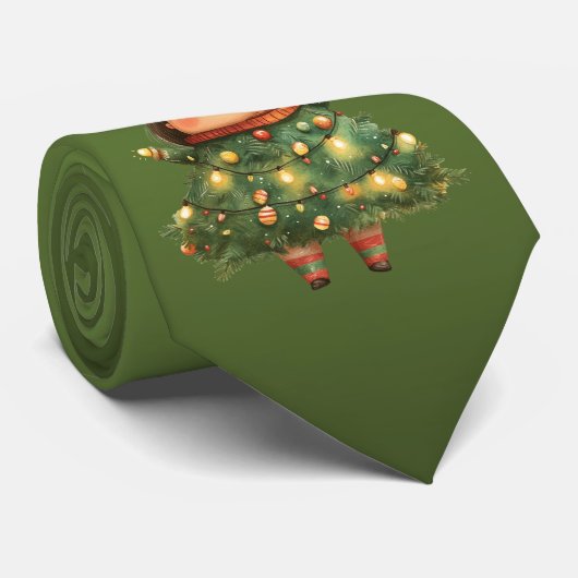 Gradient Green Tree Character Christmas-Stropdas Stropdas (Opgerold)