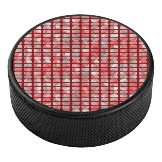 Gradiënt grijs en rood blokkenpatroon hockey puck (3/4)
