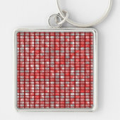 Gradiënt grijs en rood blokkenpatroon sleutelhanger (Voorkant)