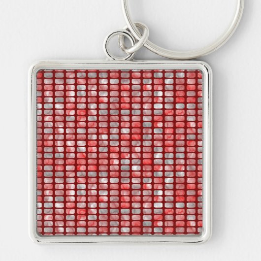 Gradiënt grijs en rood blokkenpatroon sleutelhanger (Voorkant)