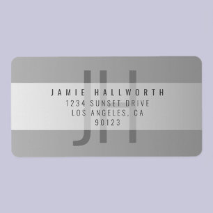 Gradiënt grijs Monogrammed Return Address Etiket