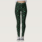 Gradiënt Groen Iers Shamrock Pattern op Black Leggings (Voorkant)
