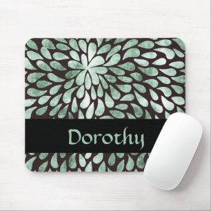 Gradiënt groene bloemblaadjes op zwart muismat