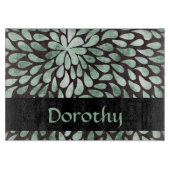 Gradiënt groene bloemblaadjes op zwart snijplank (Voorkant)