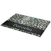 Gradiënt groene bloemblaadjes op zwart snijplank (Hoek)