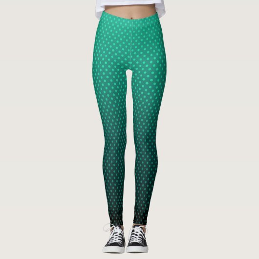 Gradiënt groene grijze poka-punten afdrukken abstr leggings (Voorkant)