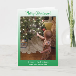 Gradiënt groene kerst kerstfamilie foto kaart